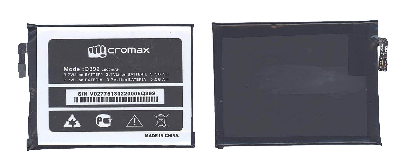 Аккумулятор для смартфона Micromax Q392 Canvas Juice 2/3 3,7V 3500 mAh 5,56 Wh Black