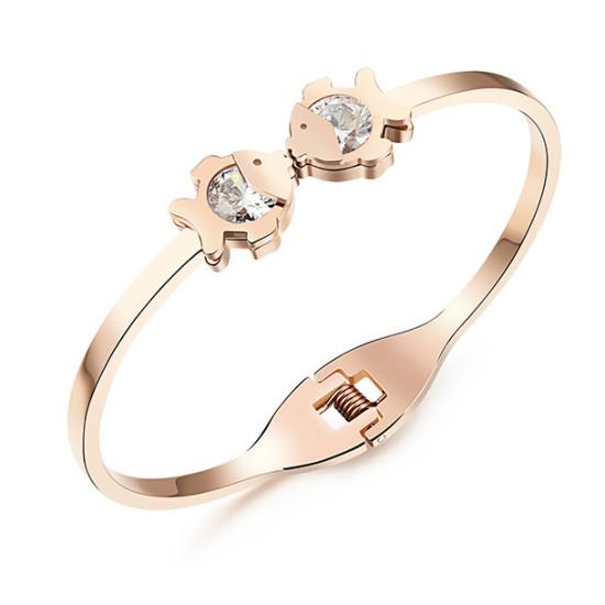 Браслет женский Рыбка с камешками из медицинской стали (BS-059)