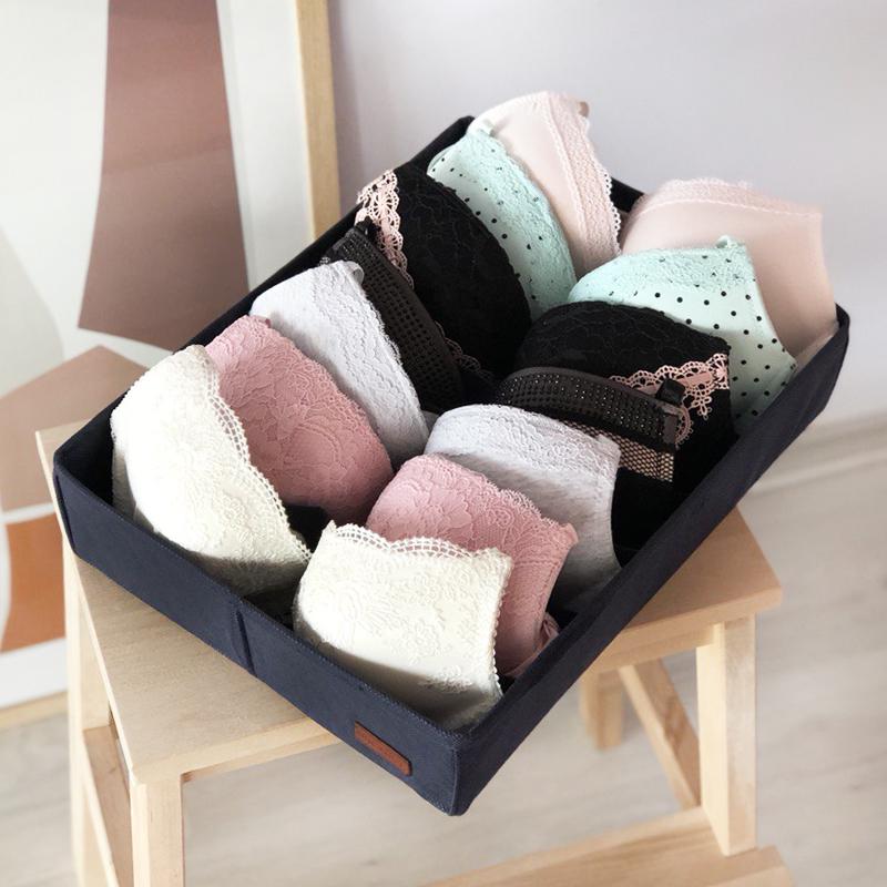 Органайзер текстильный OGR14 на 7 ячеек для бюстгальтеров 35х28х8 см Синий