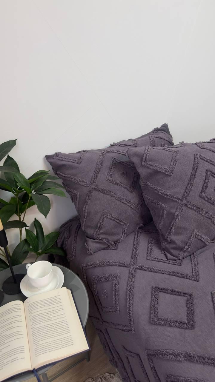 Покрывало Скандинавский большой ромб 220х240 см Графит - фото 5 Покрывало Скандинавский большой ромб 220х240 см Графит - фото 5