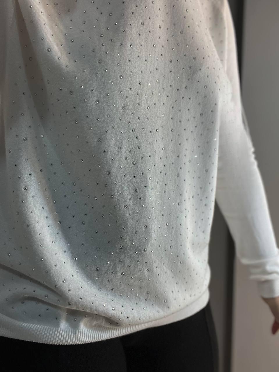Джемпер жіночий ACCORDDREAM 9067 тонкий светр розсип камінців OS Білий (959) - фото 6 Джемпер жіночий ACCORDDREAM 9067 тонкий светр розсип камінців OS Білий (959) - фото 6