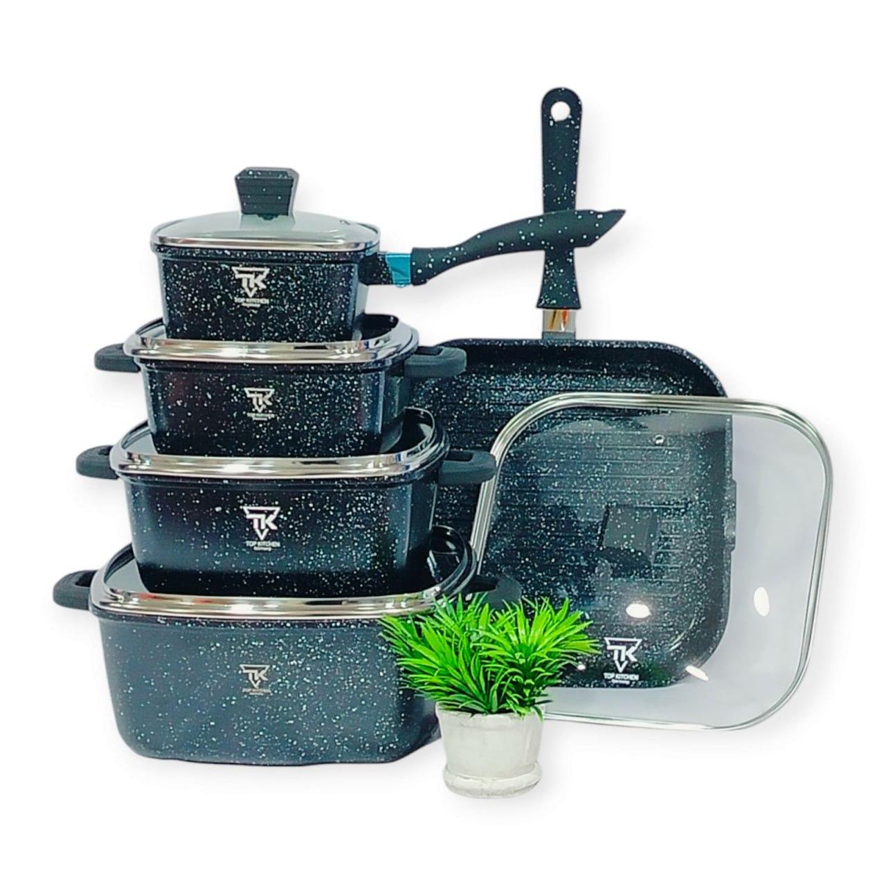 Набір посуду Top Kitchen TK-00205 з гранітним антипригарним покриттям 10 предметів Чорний (2429430491)