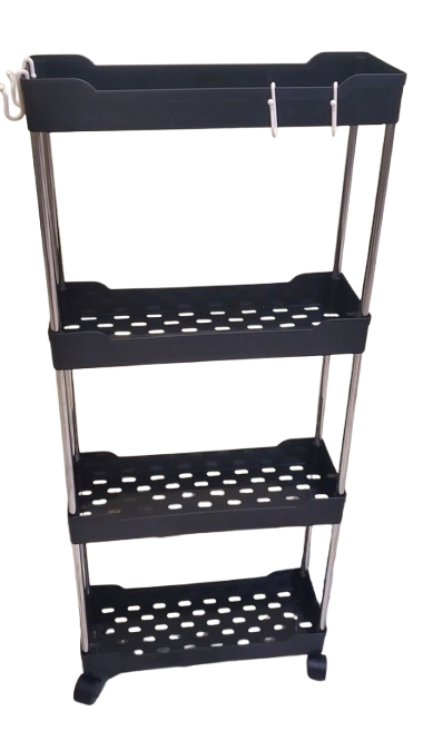 Этажерка на колесиках на колесах 4 яруса 85х35х13 см Черный (23864248) - фото 10 Этажерка на колесиках на колесах 4 яруса 85х35х13 см Черный (23864248) - фото 10