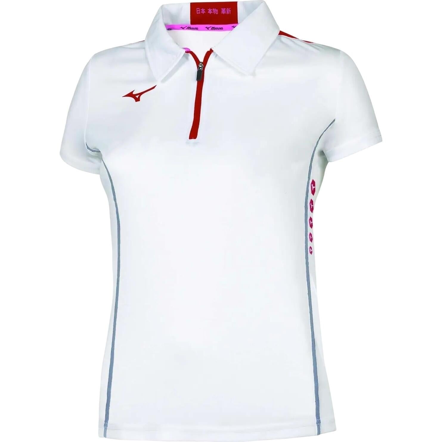 Поло женское Mizuno TEAM HEX RECT POLO L Бело-красный (62EA7201-76)