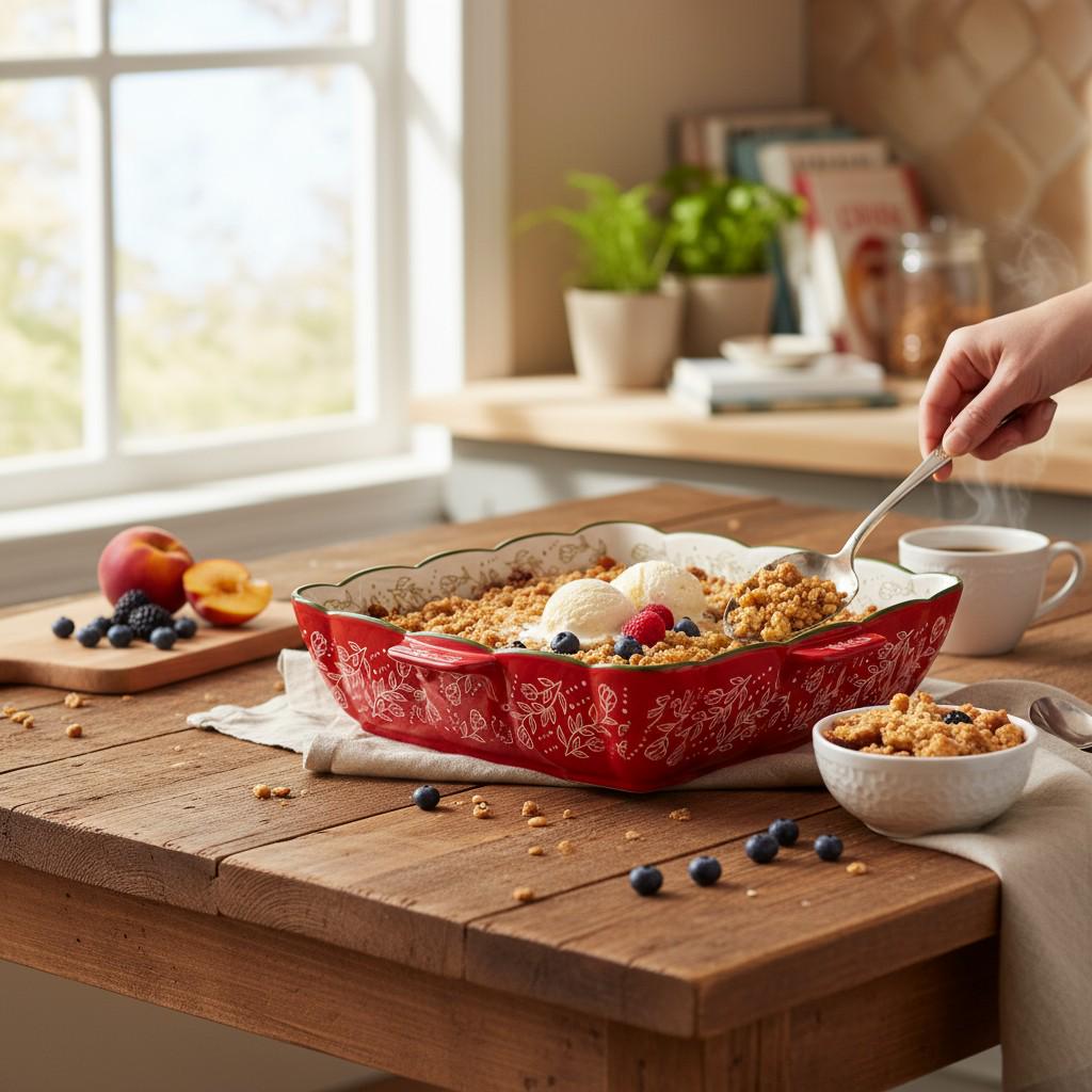 Форма для запікання у духовці порцелянова квадратна Vintage з ручками 2,5 л 30х30х7 см Червоний (HM04-16) - фото 4