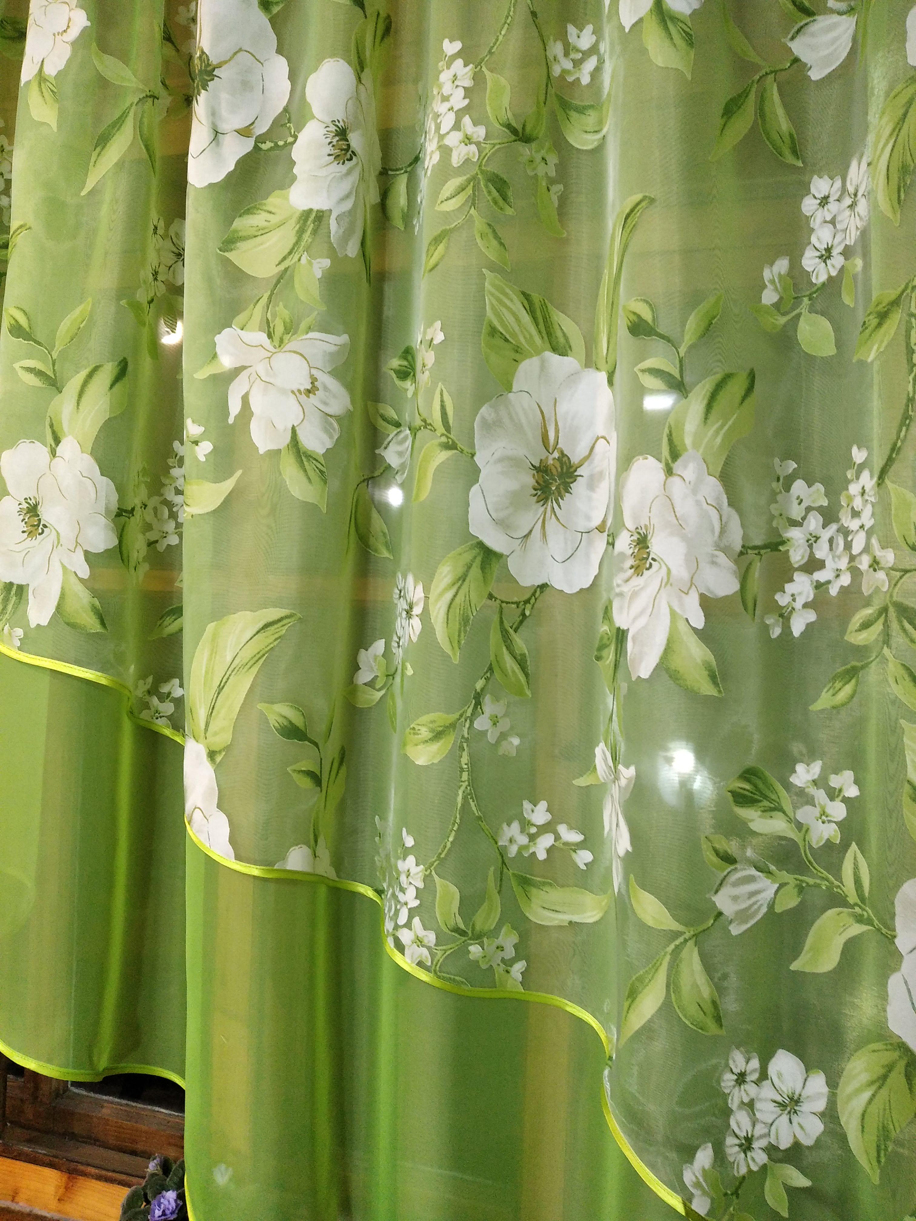 Занавеска короткая готовая Ника правая Салатовый/Яблочный (1492524344) - фото 3