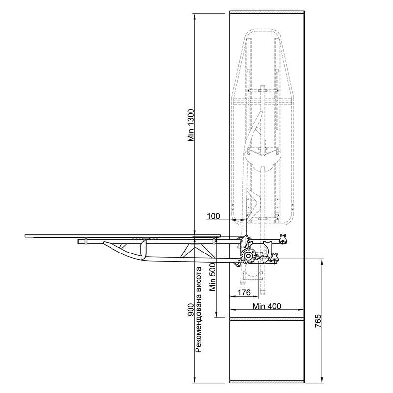 Прасувальна дошка Muller права вбудована металева сітка 1200х380 мм (168930) - фото 8