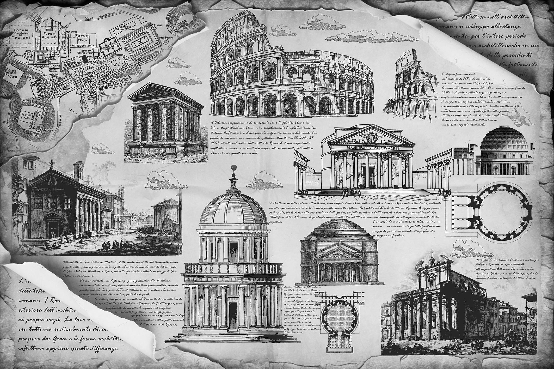 Фотообои флизелиновые Upstream Архитектурные шедевры Италии 315х210 см (VINT-008/5)