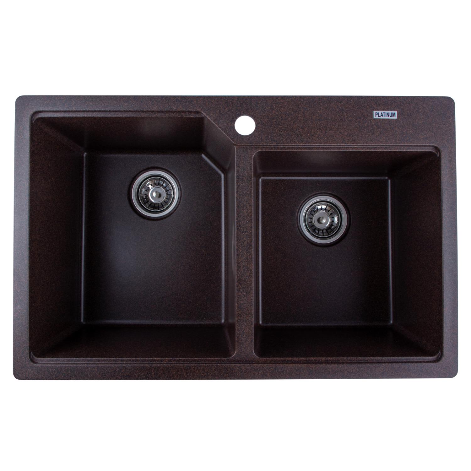 Мойка кухонная Platinum PLS-A26551 две чаши прямоугольная гранитная 780x500 мм Коричневый (151296) Мойка кухонная Platinum PLS-A26551 две чаши прямоугольная гранитная 780x500 мм Коричневый (151296)