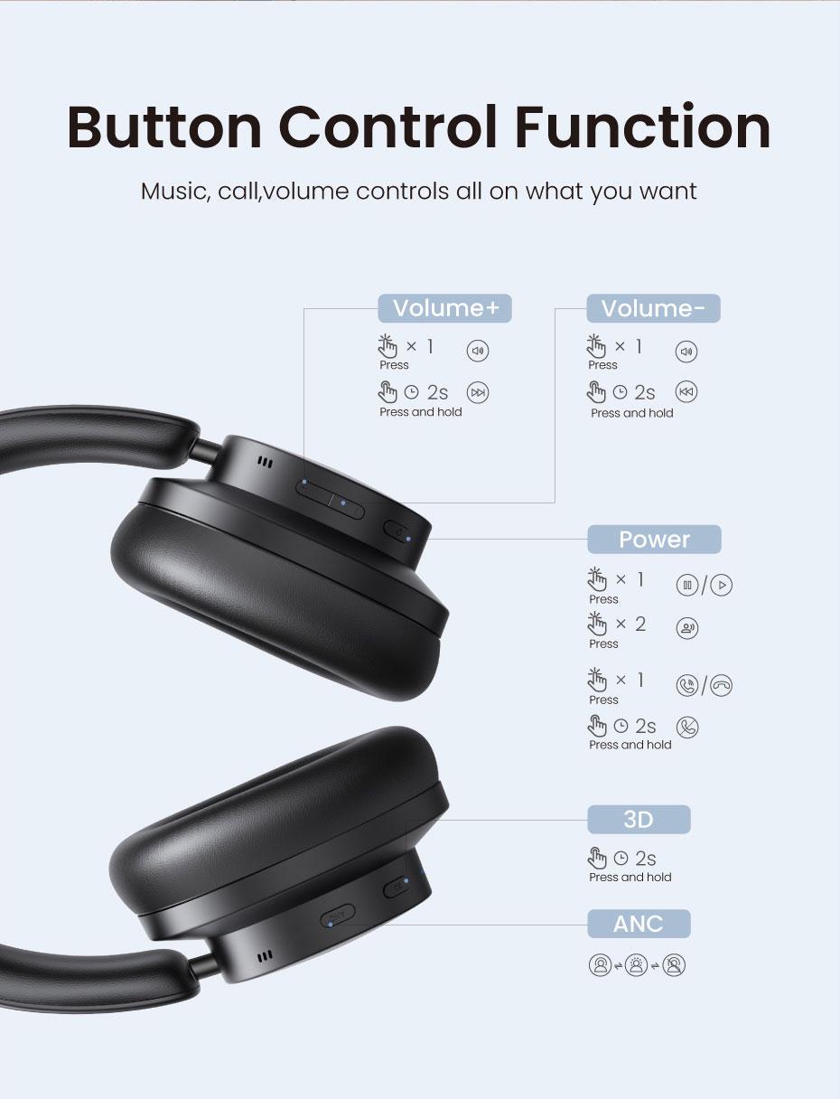 Навушники бездротові UGREEN HiTune Max 3 Bluetooth 5.0 Чорний (90422) - фото 9 Навушники бездротові UGREEN HiTune Max 3 Bluetooth 5.0 Чорний (90422) - фото 9