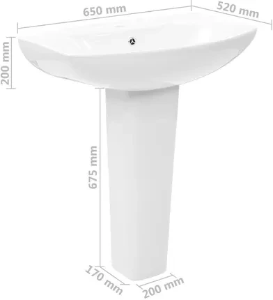 Умивальник з постаментом vidaXL 65х52 см (143001) - фото 5 Умивальник з постаментом vidaXL 65х52 см (143001) - фото 5