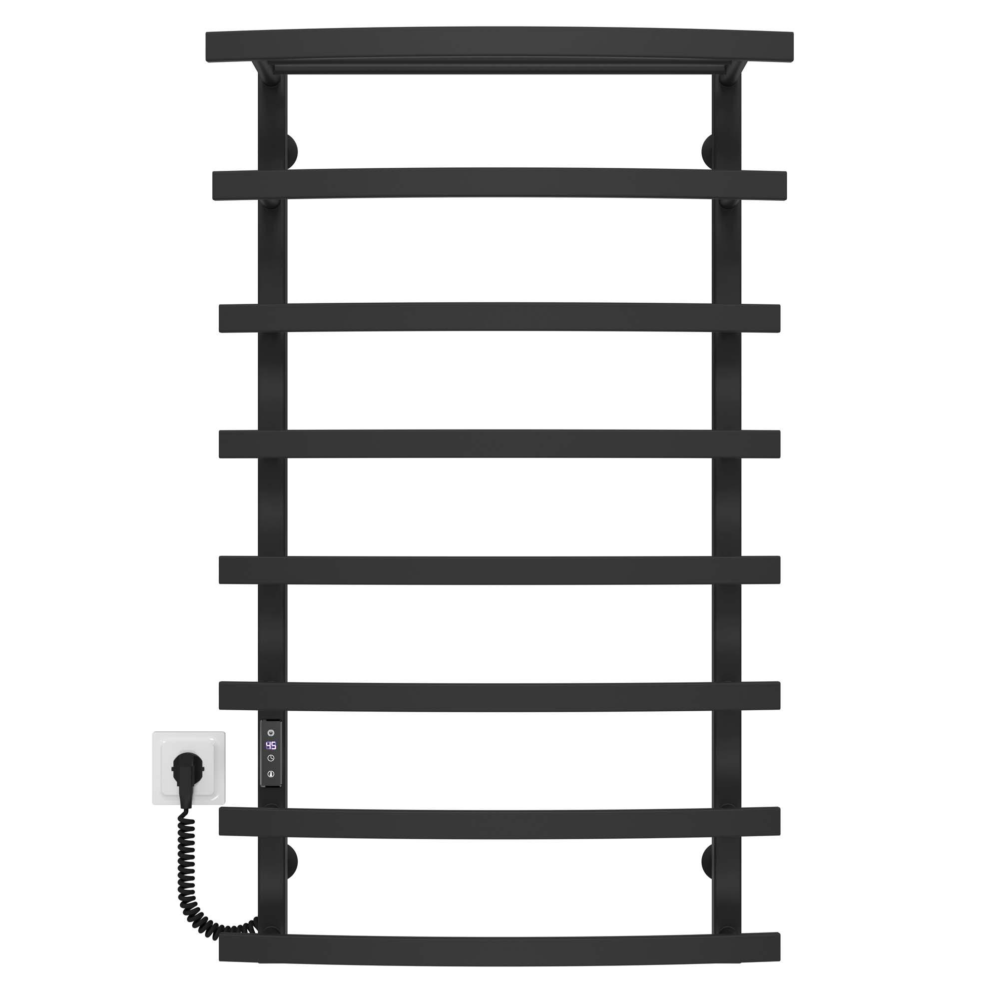 Полотенцесушитель электрический Deffi Lotos П8 JD04 левое подключение нержавеющая сталь 500х1000 мм Черный (A.LO.100.50.8.E.B.L.2)