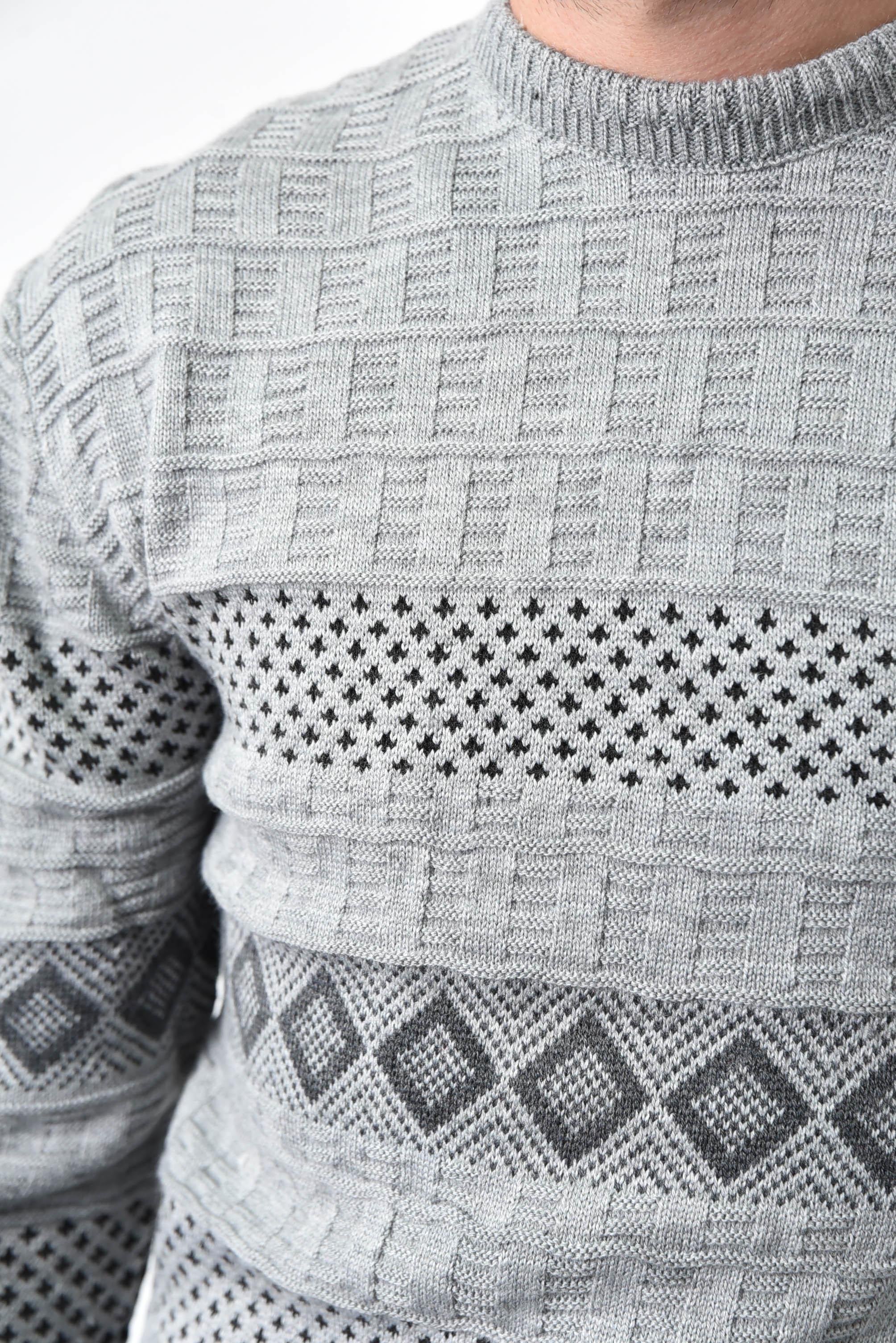 Светр чоловічий акриловий M Сірий (169919) - фото 4 Светр чоловічий акриловий M Сірий (169919) - фото 4