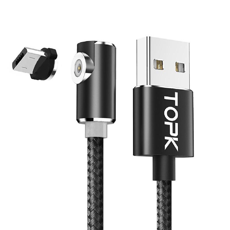 Магнитный кабель для зарядки Topk MicroUSB Black - фото 2