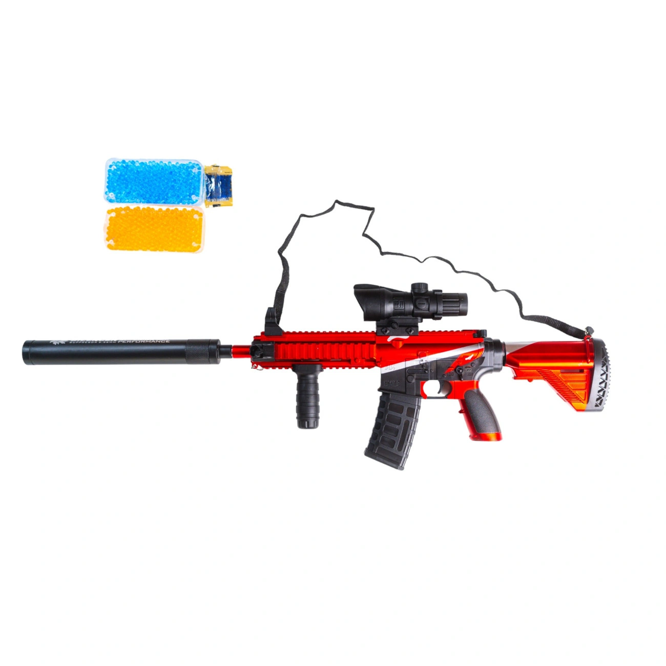 Бластер електронний гелевий з орбізами Червоний (HK416)