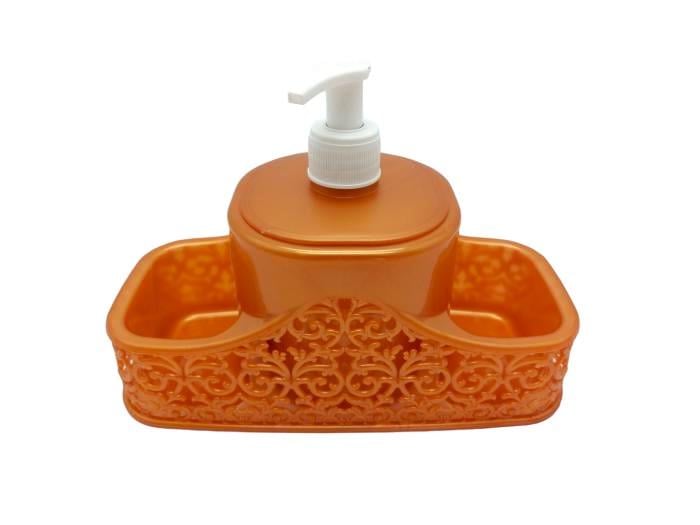 Органайзер для кухні та ванної з дозатором для мила Ажур пластиковий 22x9,5 см H 10 см (1264059849)