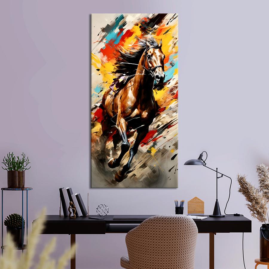 Картина на холсте Быстрый коричневый конь на абстрактном фоне 80x40 см (7VP_L) - фото 2 Картина на холсте Быстрый коричневый конь на абстрактном фоне 80x40 см (7VP_L) - фото 2