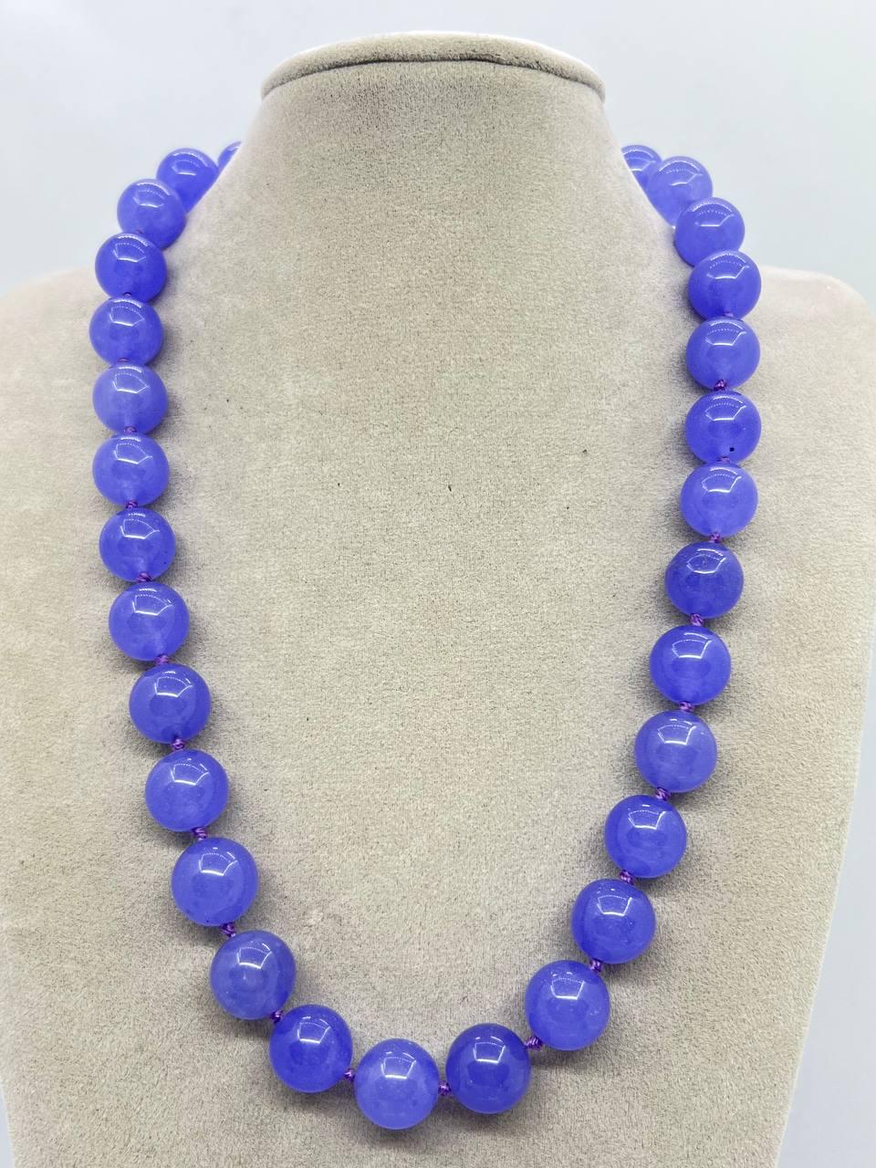 Бусы агат 12 мм 44 см Фиолетовый (10991)