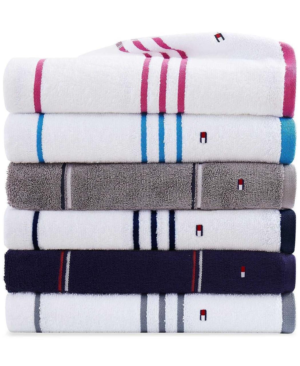 Полотенце банное Tommy Hilfiger Modern American Solid Cotton Bath Towel Белый/Голубой полоска (2002552959) - фото 2