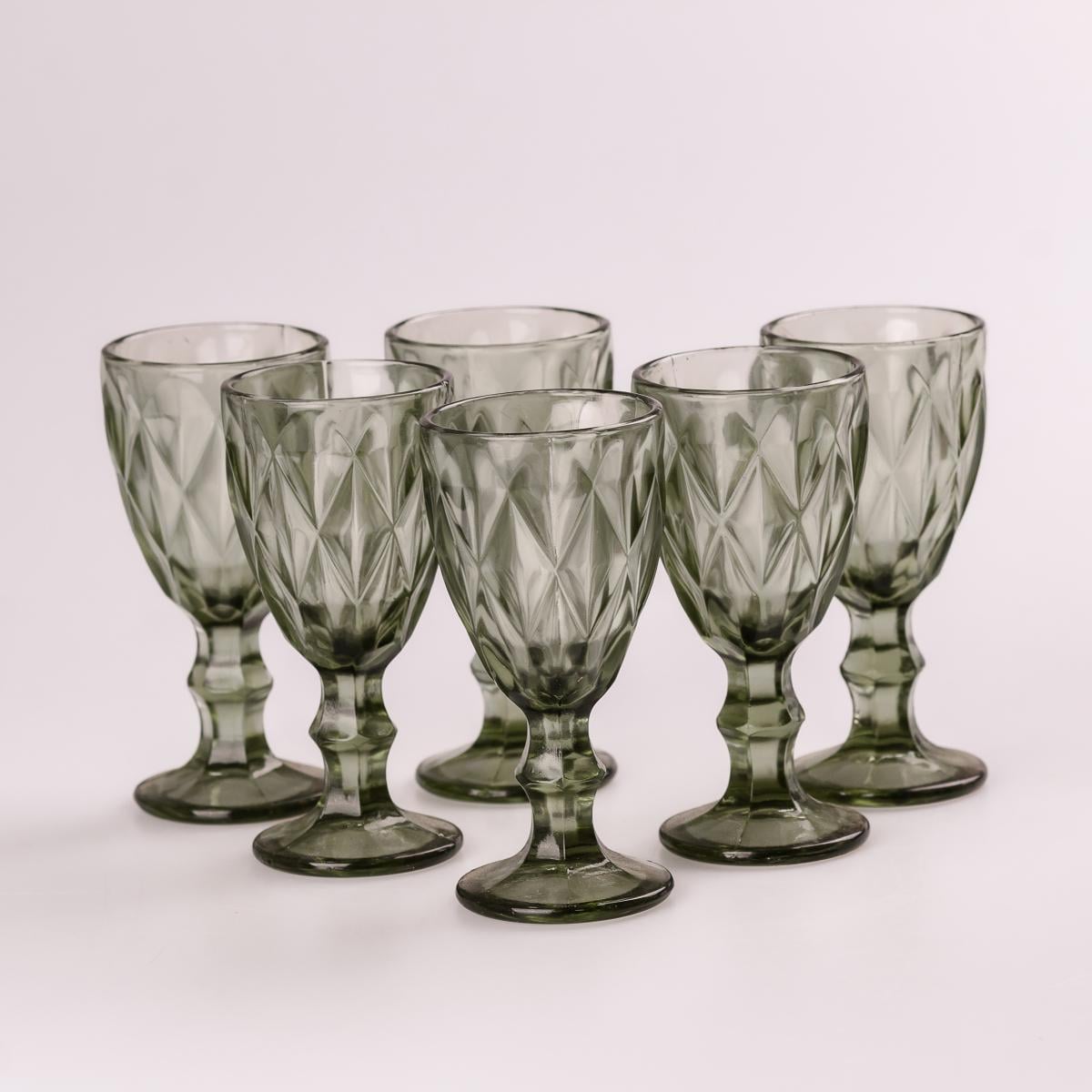 Набор бокалов фигурных граненых из толстого стекла Зеленый (HP001GR)