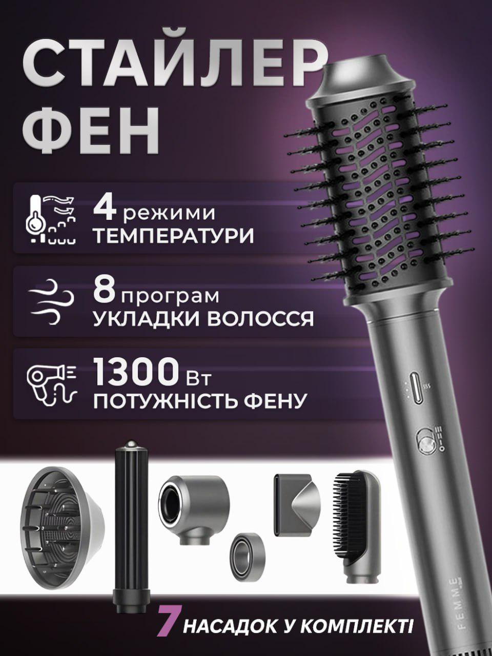 Фен iHunt Femme 7в1 HD4 Pro іонізація 8 програм 7 насадок 1300 Вт - фото 2 Фен iHunt Femme 7в1 HD4 Pro іонізація 8 програм 7 насадок 1300 Вт - фото 2