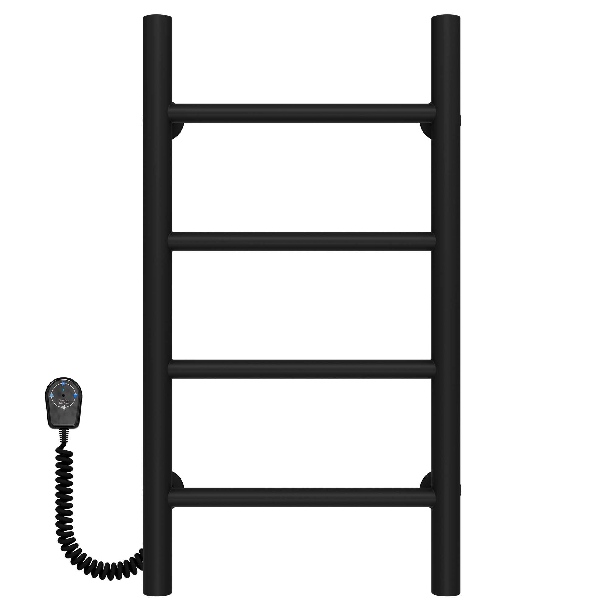 Полотенцесушитель электрический Deffi Орион П4 EF16 левое подключение нержавеющая сталь 300х600 мм Черный (C.OR.60.30.4.EBL5)