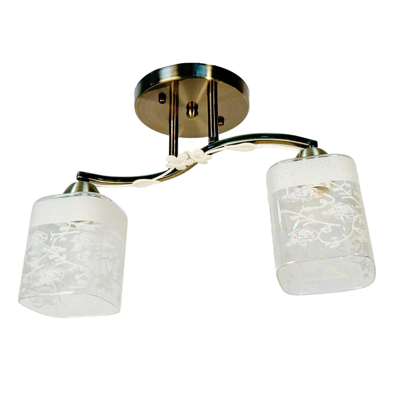 Люстра потолочная на 2 плафона Svet SH-67011/2 AB+WT Бронзовый