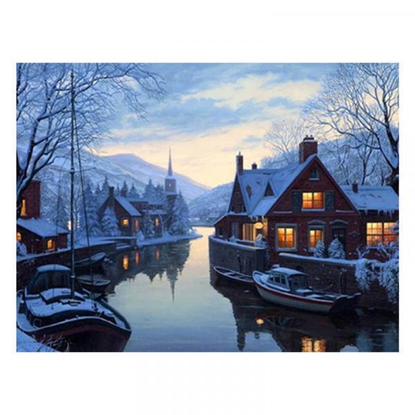Алмазна мозаїка TK Group Зимовий вечір 40х30 см із рамкою в коробці (GB74248-mt)