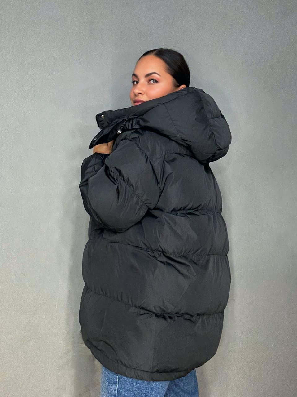 Куртка женская LADY YEP 10008 длинная оверсайз пуффер с капюшоном р. 42 Черный (5514) - фото 2