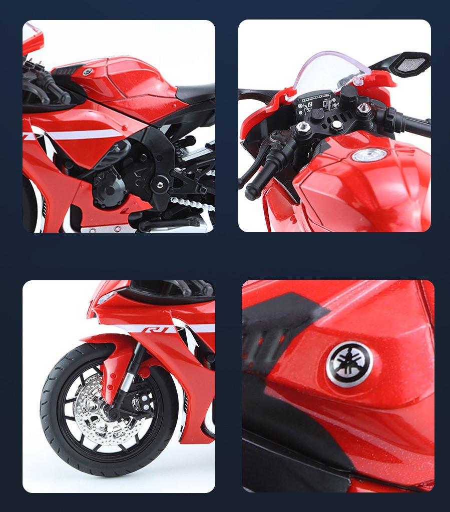 Мотоцикл TK Group Yamaha YZF R1 1:12 металевий з підсвічуванням/звуком/амортизацією (2662766182) - фото 4 Мотоцикл TK Group Yamaha YZF R1 1:12 металевий з підсвічуванням/звуком/амортизацією (2662766182) - фото 4