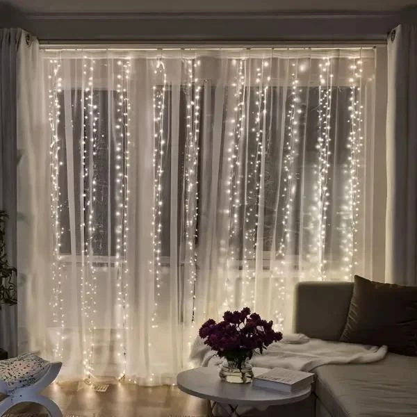 Гирлянда штора Хвойная лапа ФЛЭШ от розетки 3х3 м 900 LED Теплый белый