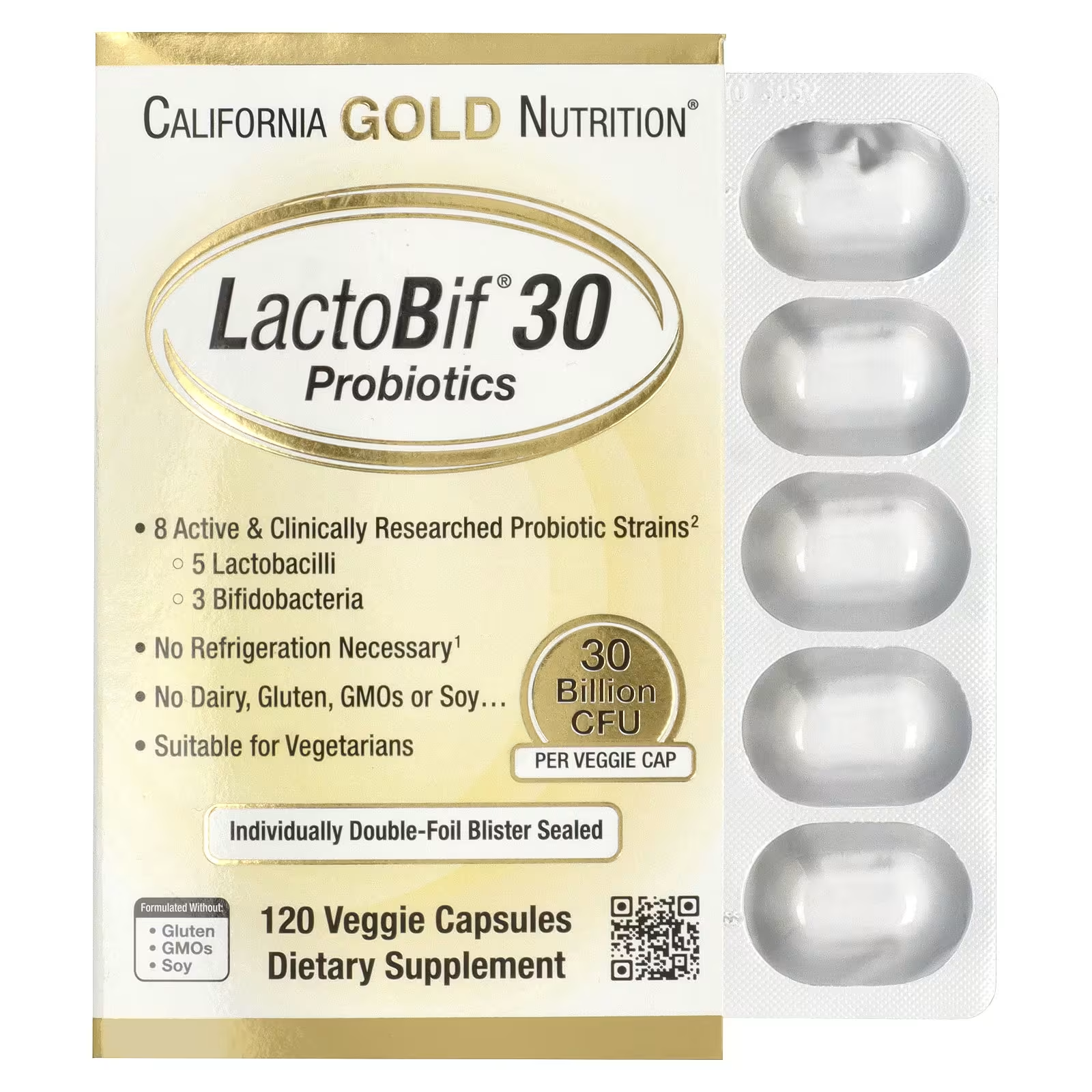 Пробиотики California Gold Nutrition LactoBif 30 млрд КОЕ 120 капс. (CGN-00965)