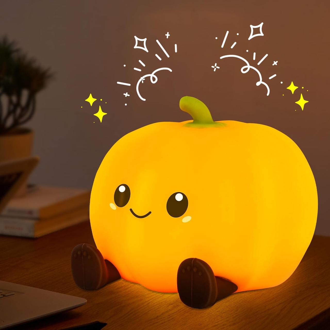 Светильник-ночник силиконовая Тыква Pumpkin со встроенным аккумулятором и таймером (2881884592)