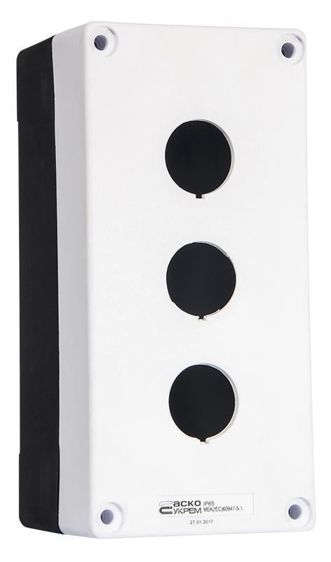 Корпус кнопочного поста АСКО-Укрем HJ9-3 3 местный 22 мм Белый (A0140020037)