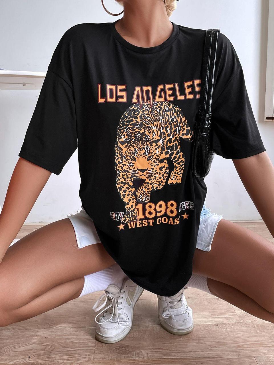 Футболка женская с принтом Pin-000-169 повседневная L Черный (2664084858)