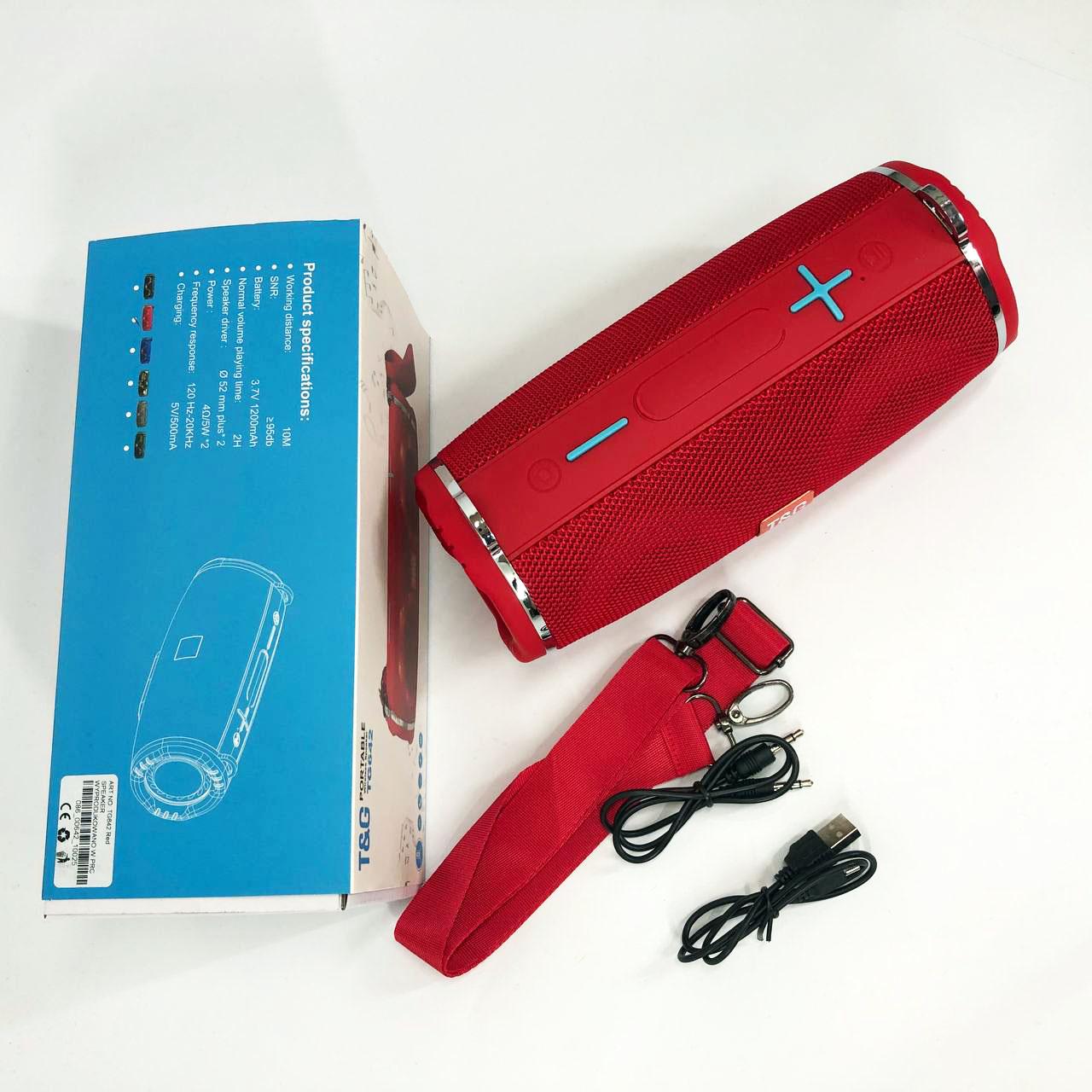 Колонка портативная с RGB подсветкой и ремешком TG642 Красный - фото 11