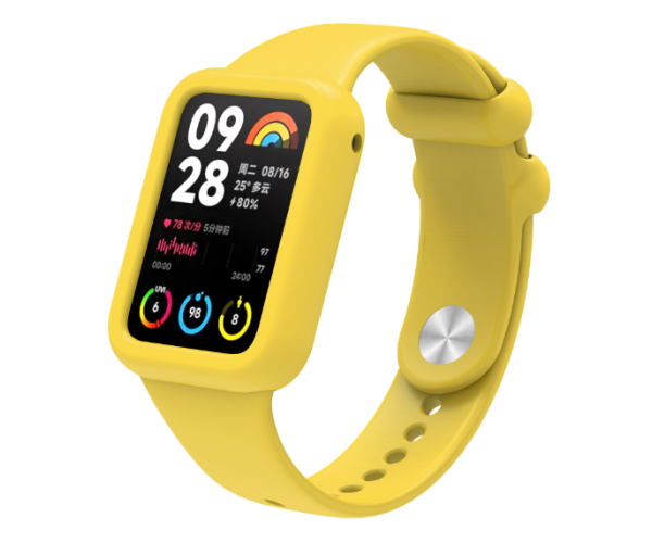 Силиконовый ремешок с чехлом для смарт-часов Xiaomi Mi Band 8 Pro Желтый