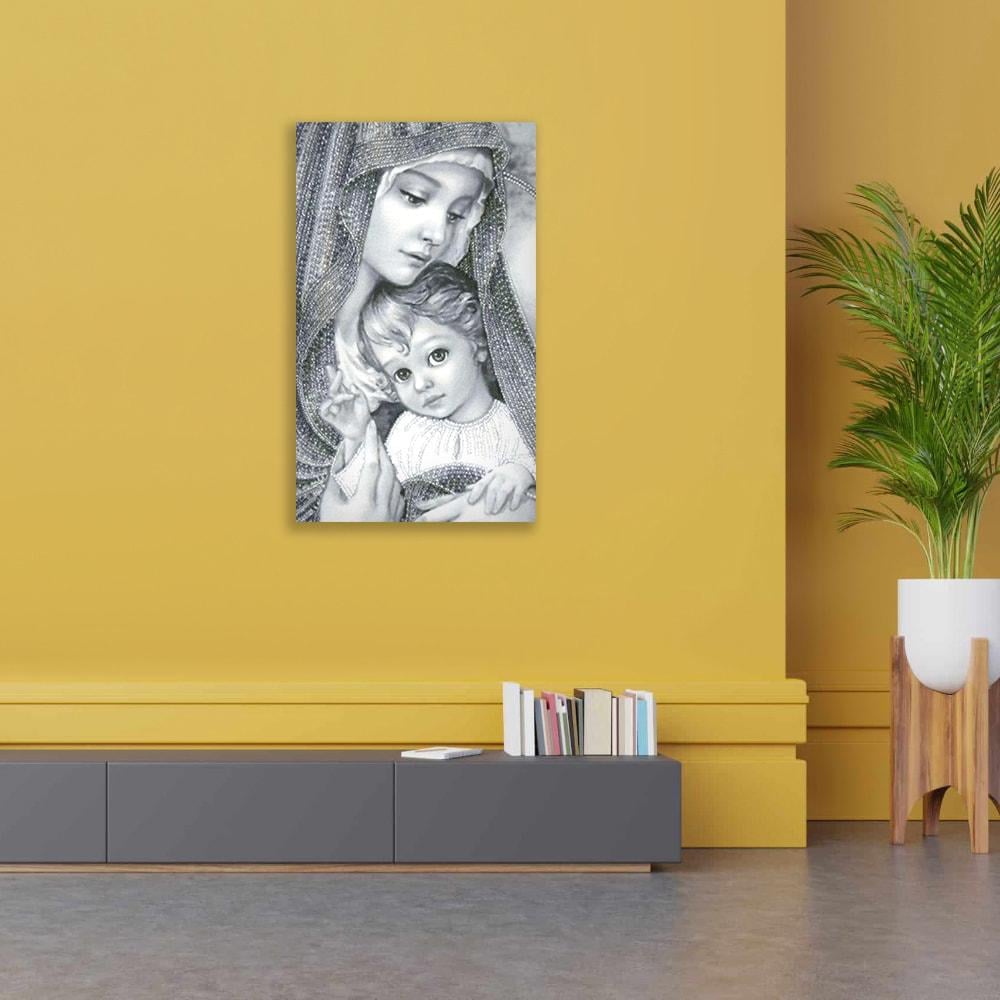 Алмазна мозаїка SHLab Діва Марія з Ісусом Срібло SH-30615 30x50 см повна викладка (30615) - фото 2