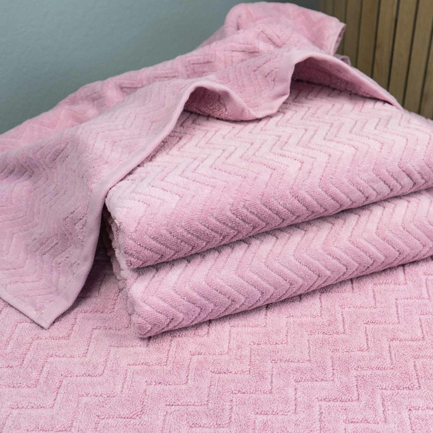 Набор полотенец GM Textile жаккардовые с велюром 3 шт. Розовый (550-3k-gv-pink) - фото 5