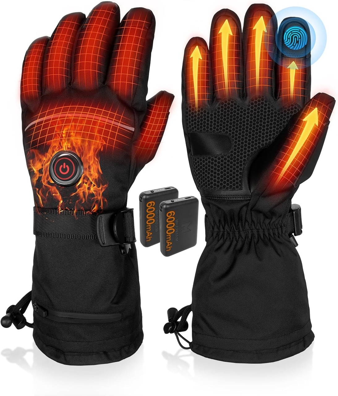 Перчатки аккумуляторные с подогревом 3 режима 40-55°С 6000mAh электрические перезаряженные USB L (2919771257)