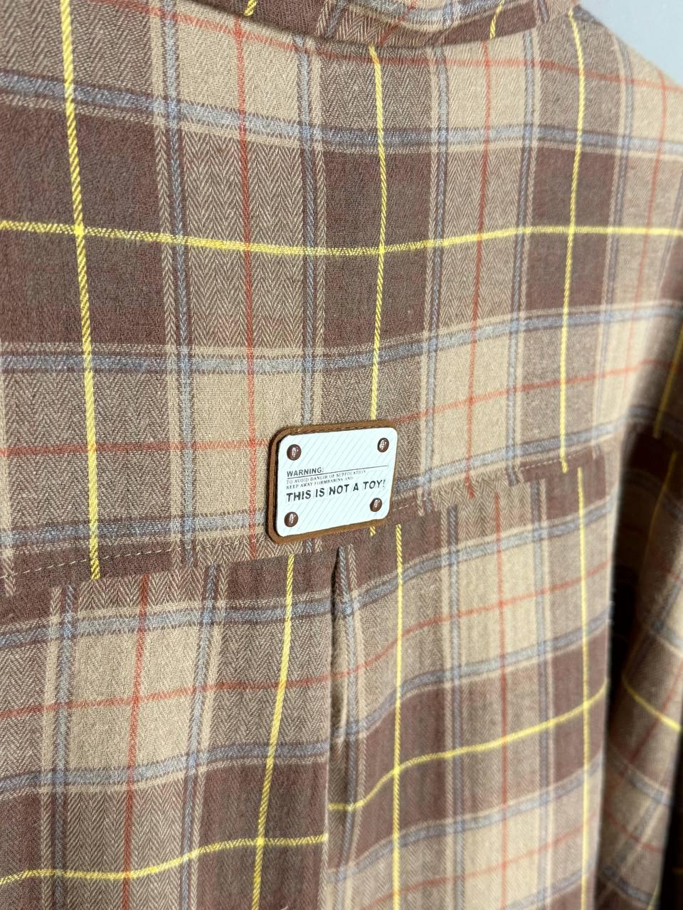 Рубашка женская A-N 8313 в клетку оверсайз широкая хлопковая OS Коричневый (5131) - фото 3