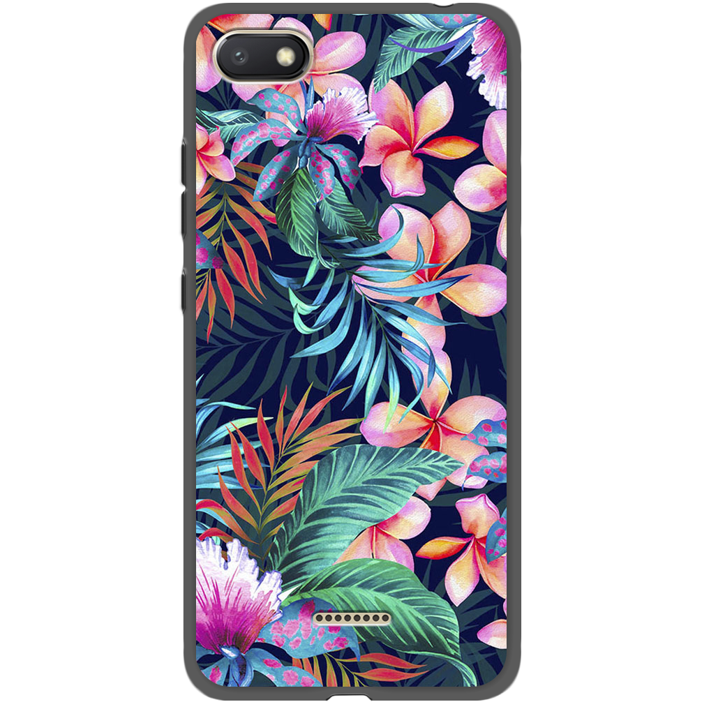 Чехол Boxface Xiaomi Redmi 6A flowers in the tropics Черный силикон (34811-up1971-35160)