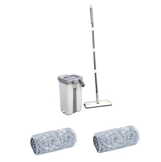 Набор для уборки EasyMop 04 ведро с центрифугой и 2 насадками микрофибра Серый (147-46-43032)