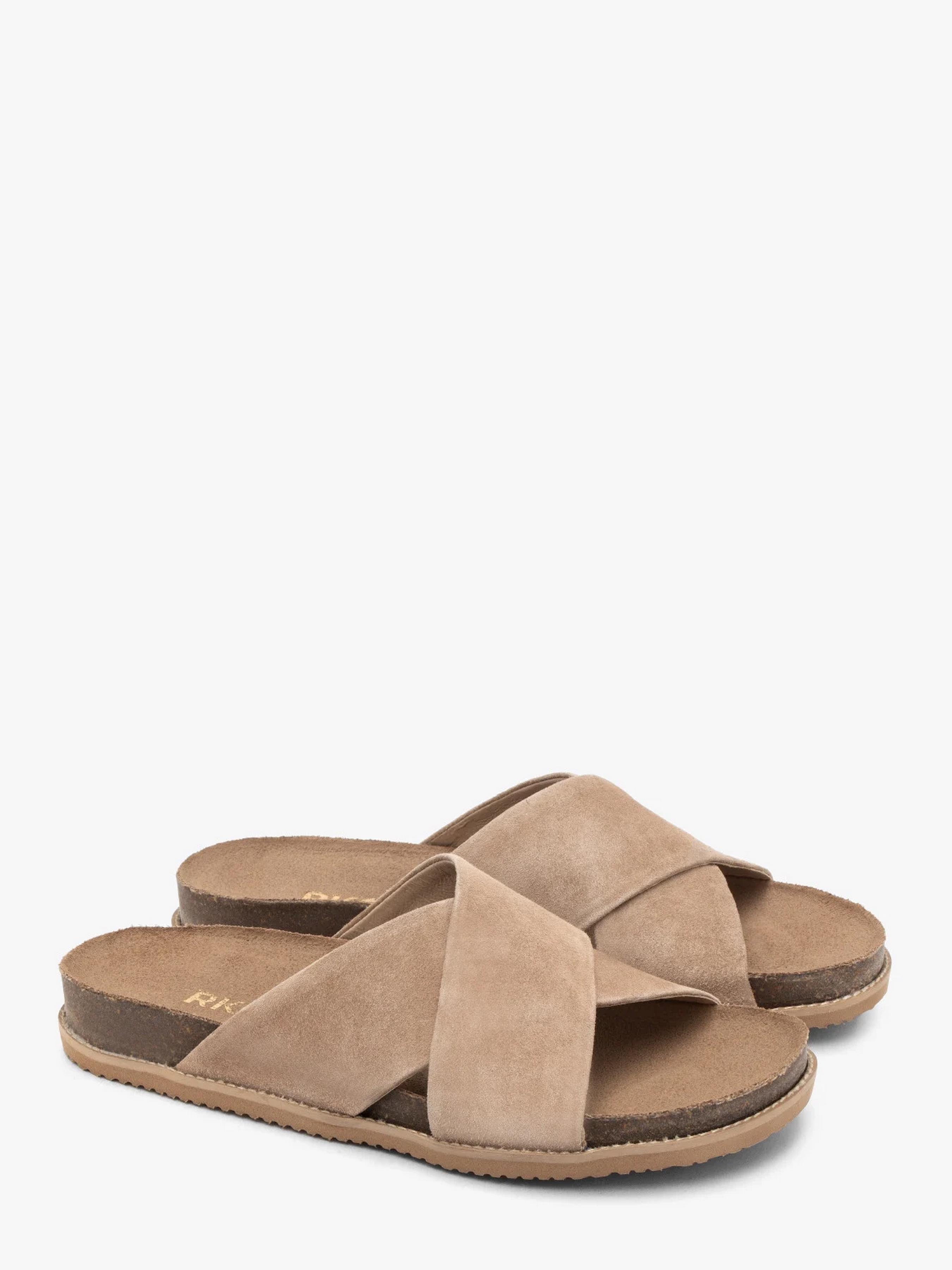 Шлепанцы женские замшевые RYLKO крестиком р. 39 Бежевый (1WFB0_Z_ _4RG)