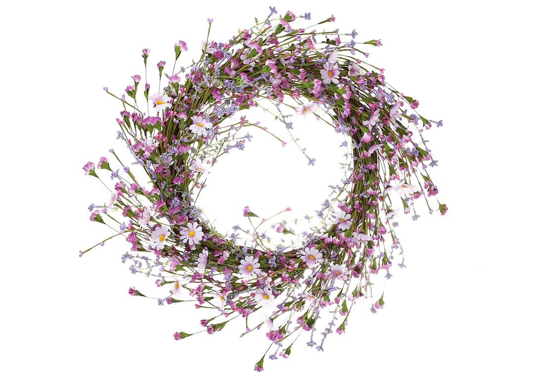 Венок декоративный с цветами 55 см (H39-443)