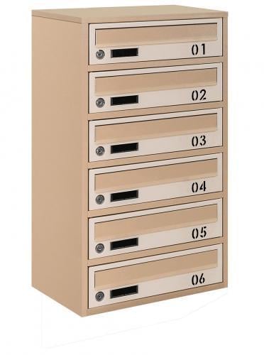 Почтовый ящик Галиндустрия E2-06-B многосекционный на 6 квартир металлический Бежевый (132-119-000004777)