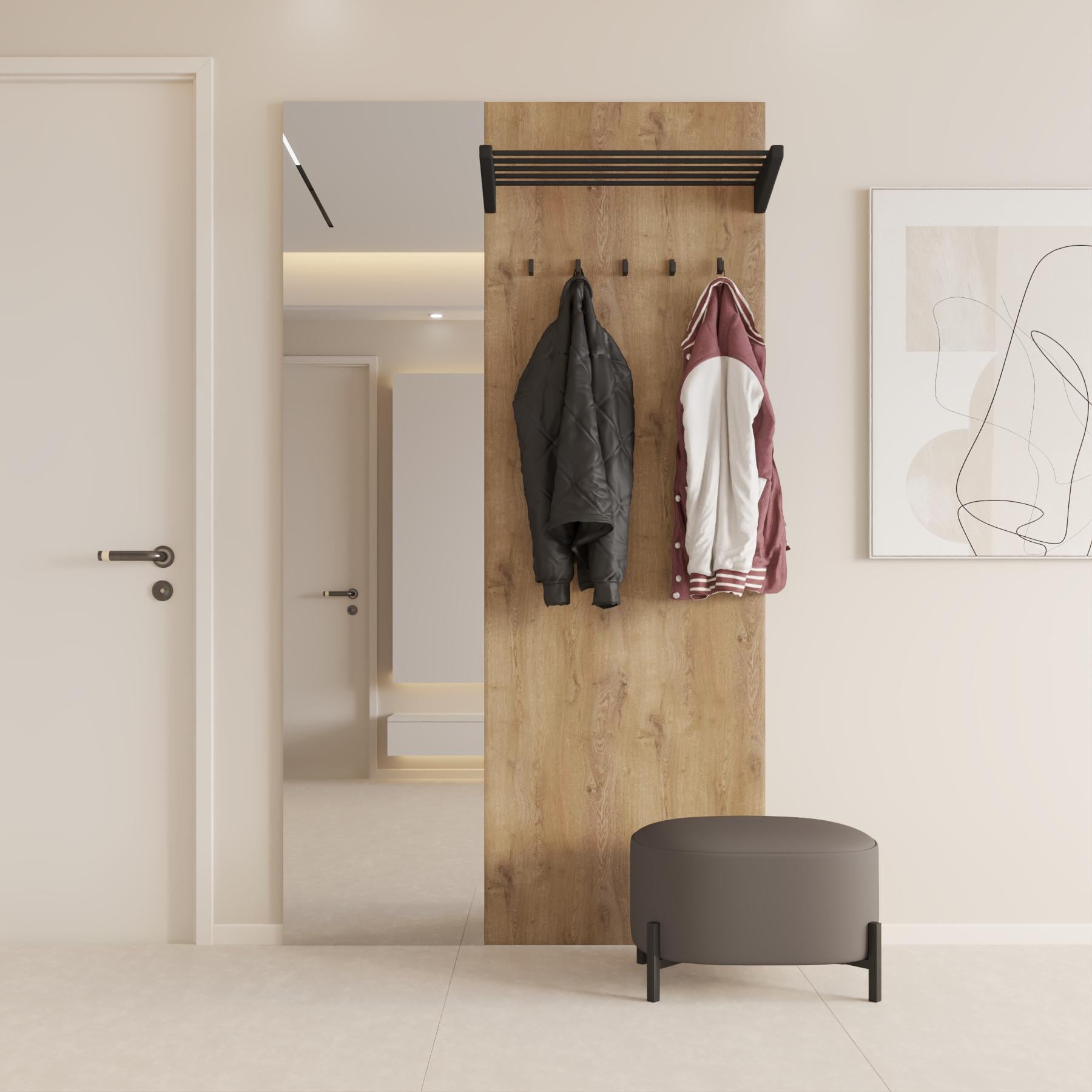 Вішалка в вітальню Нео ДСП Графіт Сірий/Дуб аліканте (VP-1-006)