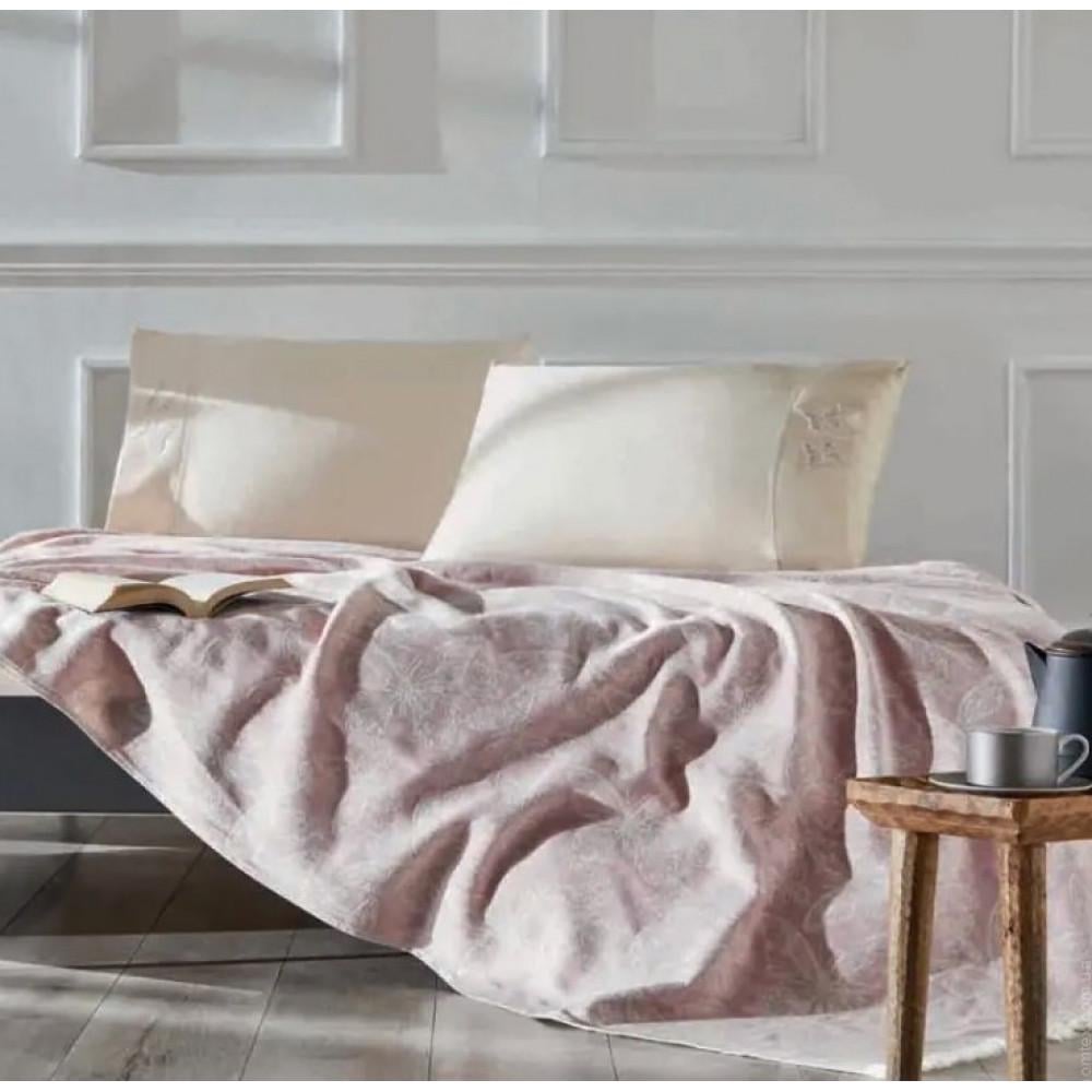 Постельное белье Tivolyo Home Papillon pembe с хлопковым покрывалом-пике евро