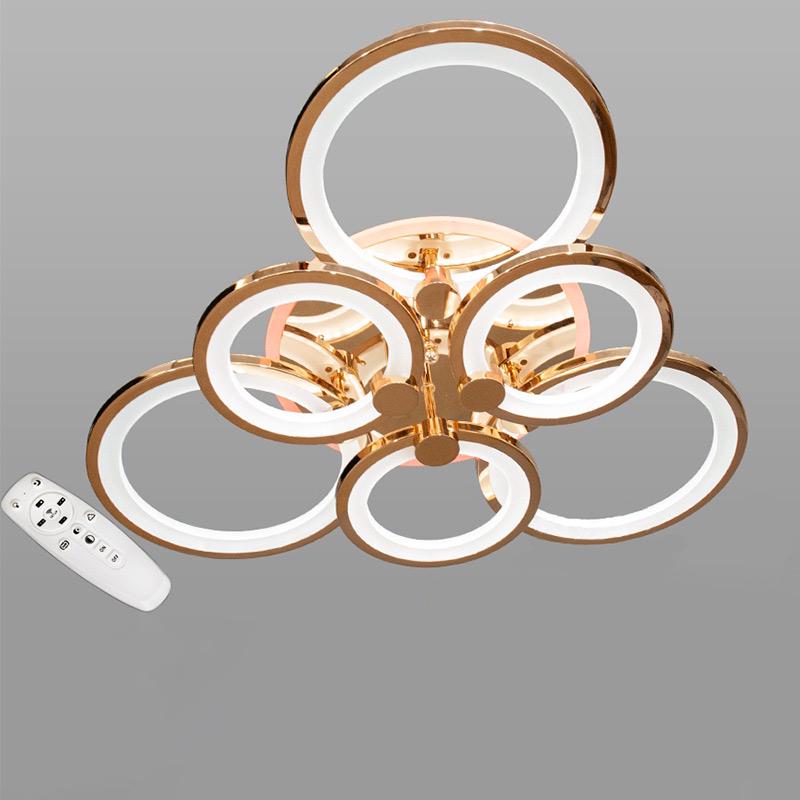 Потолочная люстра LED с диммером и подсветкой DS-D18014/3+3G LED 3color dimmer 110W Золото