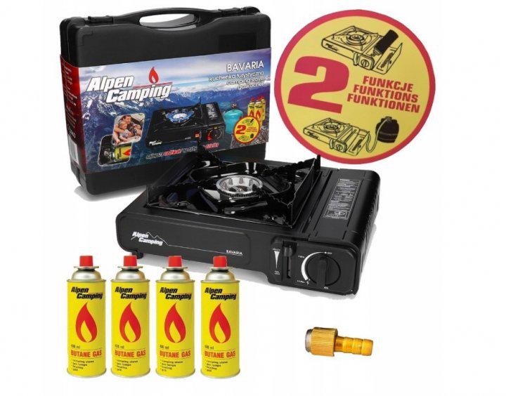 Плита газовая туристическая Alpen Camping с пьезоподжигом 2200 Вт и 4 баллона с адаптером (9761711) - фото 3 Плита газовая туристическая Alpen Camping с пьезоподжигом 2200 Вт и 4 баллона с адаптером (9761711) - фото 3